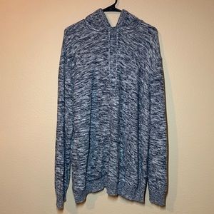 Blue Knit Hooded Sweater